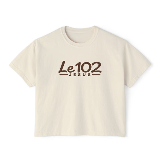 Le102 Jesus Women’s Boxy Tee — Minimal Christian Graphic T-Shirt